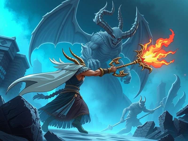 Mace Hero - Epic Boss Battle Mace Hero epic boss fight against a demon king in a mythical setting